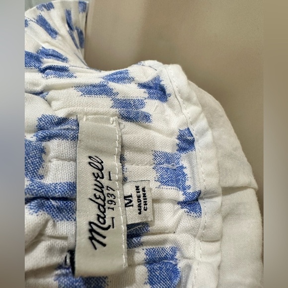 Madewell Skater Skirt White Blue Scribble Check Pattern - Picture 2 of 4